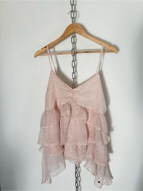 NWT Tommy Girl Baby Pink Ruffle Asymmetrical Fairy Tank Top
